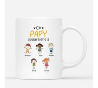 Cadeau Plus Mug Ce Papa Papi Appartient À Personnalisé - Cadeau Personnalisé pour Papa et Grand-père pour Noël, la Fête des Pères, Fête des Grands-pères, l'Anniversaire (4 Enfants, Modèle # 2)