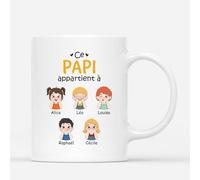 Cadeau Plus Mug Ce Papi Papa Appartient À Personnalisé - Cadeau Personnalisé pour Papa et Grand-père pour Noël, la Fête des Pères, Fête des Grands-pères, l'Anniversaire (5 Enfants, Modèle # 3)