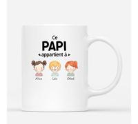 Cadeau Plus Mug Ce Papi Papa Appartient À Personnalisé - Cadeau Personnalisé pour Papa et Grand-père pour Noël, la Fête des Pères, Fête des Grands-pères, l'Anniversaire (1 Enfant, Modèle # 2)