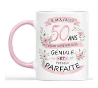 Cadeau Plus Mug Il M'A Fallu 50 Ans Pour Devenir Aussi Géniale Et Presque Parfaite - Cadeau Femme 50 Ans, Anniversaire 50 Ans, Tasse Pour Maman, Tasse Original, Cadeau Maman Anniversaire