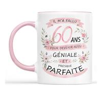 Cadeau Plus Mug Il M'A Fallu 60Ans Pour Devenir Aussi Géniale Et Presque Parfaite - Cadeau Femme 60 Ans, 60 Ans Anniversaire Femme, Cadeau Maman Anniversaire, Tasse Maman, Mug Humour