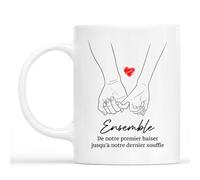 Cadeau Plus Mug Main Dans La Main, Pour Toute Une Vie - Idée Cadeau Anniversaire Mariage, Anniversaire 20 Ans, Cadeau 1 An De Mariage, Cadeau Noce De Froment, Tasse Couple (Modèle #4)