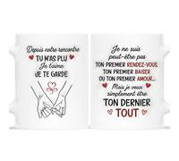 Cadeau Plus Mug Main Dans La Main, Pour Toute Une Vie - Idée Cadeau Anniversaire Mariage, Anniversaire 20 Ans, Cadeau 1 An De Mariage, Cadeau Noce De Froment, Tasse Couple (Modèle #2)