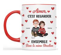 Cadeau Plus Mug Personnalisé Couple - Aimer C’est Regarder Ensemble - Cadeau Mug Tasse Personnalisée Saint Valentin, Cadeau Personnalisé Maitresse (Modèle #1)