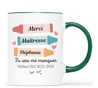 CADEAU PLUS - Mug Personnalisé Merci Maîtresse Tu Vas Me Manquer - Cadeau Fin d'Année