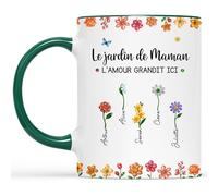 Cadeau Plus Mug Personnalisé Prénom - Amour Dans Le Jardin De Mamies Maman - Tasse personnalisée mamie, Cadeau fête des grands mères, Mug maman, Mamie tasse (5 Enfants)