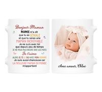 Cadeau Plus Mug Personnalisé Prénom Avec Photo - Bonjour Maman - Cadeau naissance maman, idee cadeau jeune maman (Modèle #1)