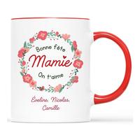 Cadeau Plus Mug Personnalisé Prénom - Bonne Fête Mamie - Cadeau Fete des Grand Mere, Cadeau Fete des Meres Original, Fete Mamie, Tasse Mamie, Tasse Bonne Fete Mamie, Tasse Papy et Mamie, Fete Mamie