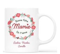 Cadeau Plus Mug Personnalisé Prénom - Bonne Fête Mamie - Cadeau Fete des Grand Mere, Cadeau Fete des Meres Original, Fete Mamie, Tasse Mamie, Tasse Bonne Fete Mamie, Tasse Papy et Mamie, Fete Mamie