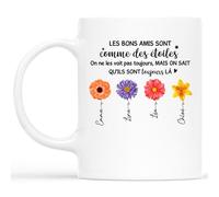 Cadeau Plus Mug Personnalisé Prénom - Bonnes Amies Comme Des Étoiles - Tasse amitié, Cadeau meilleure amie, cadeau bff, tasse personnalisable amitie, mug soeur personnalisé (4 Membres)