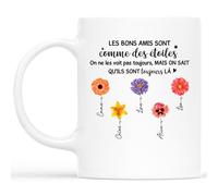 Cadeau Plus Mug Personnalisé Prénom - Bonnes Amies Comme Des Étoiles - Tasse amitié, Cadeau meilleure amie, cadeau bff, tasse personnalisable amitie, mug soeur personnalisé (5 Membres)