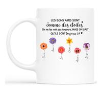 Cadeau Plus Mug Personnalisé Prénom - Bonnes Amies Comme Des Étoiles - Tasse amitié, Cadeau meilleure amie, cadeau bff, tasse personnalisable amitie, mug soeur personnalisé (6 Membres)