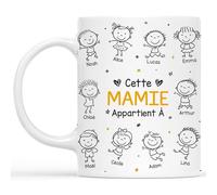 Cadeau Plus Mug Personnalisé Prénom - Ce Papy/Cette Mamie Appartient À Petits Personnages - Cadeau Papi, Cadeau grand pere, tasse papa original, tasse maman, mug fete des pere (10 Enfants)