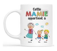 Cadeau Plus Mug Personnalisé Prénom - Cette Mamie/Ce Papy Appartient À - Tasse personnalisée mère, Cadeau fête des grands mères, Mug maman, Mamie tasse (2 Enfants)