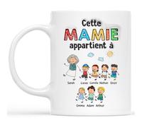 Cadeau Plus Mug Personnalisé Prénom - Cette Mamie/Ce Papy Appartient À - Tasse personnalisée mère, Cadeau fête des grands mères, Mug maman, Mamie tasse (7 Enfants)