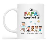 Cadeau Plus Mug Personnalisé Prénom - Cette Mamie/Ce Papy Appartient À - Tasse personnalisée mère, Cadeau fête des grands mères, Mug maman, Mamie tasse (4 Enfants)