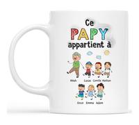 Cadeau Plus Mug Personnalisé Prénom - Cette Mamie/Ce Papy Appartient À - Tasse personnalisée mère, Cadeau fête des grands mères, Mug maman, Mamie tasse (6 Enfants)