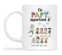 Cadeau Plus Mug Personnalisé Prénom - Cette Mamie/Ce Papy Appartient À - Tasse personnalisée mère, Cadeau fête des grands mères, Mug maman, Mamie tasse (8 Enfants)