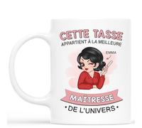 Cadeau Plus Mug Personnalisé Prénom - Cette Tasse Appartient À La Meilleure Maîtresse - Cadeau personnalisé maitresse, cadeau maitre d'école (Modèle #1)