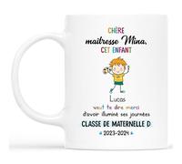 Cadeau Plus Mug Personnalisé Prénom - Chère Maîtresse Je Veut Te Dire - Cadeau Fin d'Année Scolaire, Cadeau Rentrée des Classes, Mug Merci Maîtresse, Tasse Maîtresse