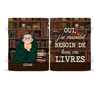 Cadeau Plus Mug Personnalisé Prénom - Chut Je Lis - Cadeau pour les amateurs de livres, tasse livre, mugs livre, tasse personnalisable, cadeaux pour les amateurs de lecture (Modèle #17)