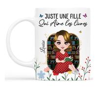 Cadeau Plus Mug Personnalisé Prénom - Chut Je Lis - Cadeau pour les amateurs de livres, tasse livre, mugs livre, tasse personnalisable, cadeaux pour les amateurs de lecture (Modèle #10)