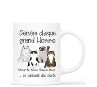 Cadeau Plus Mug Personnalisé Prénom - Derrière chaque grande femme - Mug personnalisable, tasse chat, cadeau fan de chat (#4)