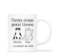 Cadeau Plus Mug Personnalisé Prénom - Derrière chaque grande femme - Mug personnalisable, tasse chat, cadeau fan de chat (#2)
