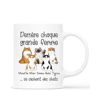Cadeau Plus Mug Personnalisé Prénom - Derrière chaque grande femme - Mug personnalisable, tasse chat, cadeau fan de chat (#5)