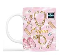 Cadeau Plus Mug Personnalisé Prénom - Devenir Docteur/Infirmière - Cadeau Infirmiere, Tasse Aide Soignante, Cadeau Aide Soignante Femme, Tasse Infirmière (Modèle #7)