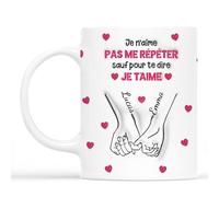 Cadeau Plus Mug Personnalisé Prénom - Ensemble Depuis Mains - Cadeau Mug Tasse Personnalisée Saint Valentin, Tasse Amoureux, Tasse je t'aime, cadeau st valentin (Modèle #6)