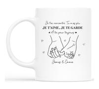 Cadeau Plus Mug Personnalisé Prénom - Ensemble Depuis Mains - Cadeau Mug Tasse Personnalisée Saint Valentin, Tasse Amoureux, Tasse je t'aime, cadeau st valentin (Modèle #5)