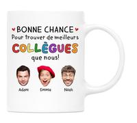 Cadeau Plus Mug Personnalisé Prénom Et Photo - Bonne Chance Pour Trouver De Meilleurs Collègues - Cadeau depart collegue, cadeau humour collegue de travail (4 Collègues)