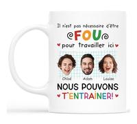 Cadeau Plus Mug Personnalisé Prénom Et Photo - Il N’est Pas Nécessaire d’être Fou - Cadeau humour collegue de travail, tasse personnalisable collegue, mug travail humour (6 enfants)