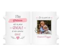 Cadeau Plus Mug Personnalisé Prénom Et Photo - Tata Est La Plus Géniale - Cadeau Tata, Cadeau Pour Tata, Cadeau Tata Original, Idee Cadeau Pour Tata, Tasse Tata, Tasse Super Tata, Mug Meilleure Tata