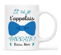 CADEAU PLUS Mug Personnalisé Prénom - Et Si Je T'appelais Parrain ? - Cadeau Parrain Marraine Baptême, Tasse Personnalisée
