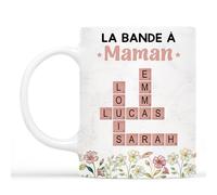 Cadeau Plus Mug Personnalisé Prénom - Famille Beaucoup D'amour Avec Mots Croisés - Cadeau grand pere, tasse papa original, papi mug, tasse personnalisée mamie, cadeau mamie maman (Modèle #5)