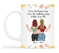 Cadeau Plus Mug Personnalisé Prénom - Il Y A Toi - Tasse amitié, Cadeau meilleure amie, cadeau bff, mug soeur personnalisé, tasse personnalisable amitie, Mug Personnalisé Pour Meilleure (2 Femmes)