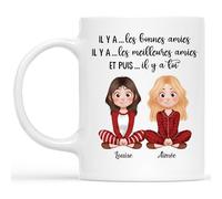 Cadeau Plus Mug Personnalisé Prénom - Il Y A Une Bonne Amie - Tasse amitié, Cadeau meilleure amie, cadeau bff, mug soeur personnalisé, tasse personnalisable amitie (Modèle #1-2 Femmes)