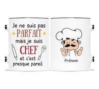 CADEAU PLUS Mug Personnalisé Prénom - Je Ne Suis Pas Parfait Mais Je Suis Chef - Cadeau Cuisine, Humour, Pour Un Cuisinier
