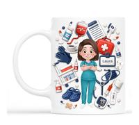 Cadeau Plus Mug Personnalisé Prénom - Je Suis Infirmier/Infirmière - cadeau infirmiere, cadeau aide soignante femme, tasse infirmiere, mug personnalisable prénom, tasse prénom (Modèle #2, Femme)
