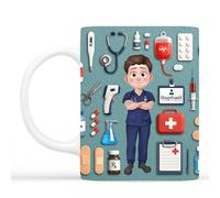 Cadeau Plus Mug Personnalisé Prénom - Je Suis Infirmier/Infirmière - Cadeau Infirmiere, Tasse Aide Soignante, Cadeau Aide Soignante Femme, Tasse Infirmière (Modèle #1, Homme)