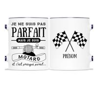 Cadeau Plus Mug Personnalisé Prénom - Je Suis Motard - Tasse à Café Humour, Cadeau Motard, 325 ml, Céramique Blanche, Mug Classique, Réutilisable, Passe au Micro-onde et au Lave-vaisselle