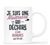 Cadeau Plus Mug Personnalisé Prénom Je Suis Un Maître Qui Déchire - Cadeau Fin d'Année Scolaire, Cadeau Maitre d'École Fin d'Année, mug maître (Maîtresse)