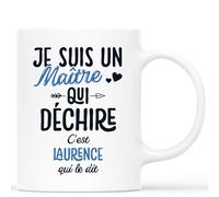 Cadeau Plus Mug Personnalisé Prénom Je Suis Un Maître Qui Déchire - Cadeau Fin d'Année Scolaire, Cadeau Maitre d'École Fin d'Année, mug maître (Maître)
