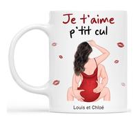 Cadeau Plus Mug Personnalisé Prénom - Je T'aime de Tout Mon Popotin - Idée Cadeau Anniversaire et Mariage, mug couple amoureux, tasse personnalisable saint valentin, tasse amoureux (Modèle #2)