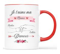 Cadeau Plus Mug Personnalisé Prénom - Je T'Aime Mamie D'amour - Cadeau Pour Mamie, Fete Des Grands Meres Tasse, Mug Meilleure Mamie, Tasse Super Mamie, Tasse Meilleure Mamie, Mug Personnalisé Mamie