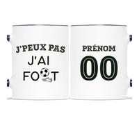 Cadeau Plus Mug Personnalisé Prénom - J'Peux Pas J'Ai Foot - Idée Cadeau Sportif Homme - Tasse Personnalisée Soccer, cadeau fan de foot (Marine)