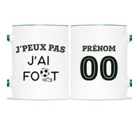 Cadeau Plus Mug Personnalisé Prénom - J'Peux Pas J'Ai Foot - Idée Cadeau Sportif Homme - Tasse Personnalisée Soccer, cadeau fan de foot (Vert)