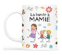 Cadeau Plus Mug Personnalisé Prénom - La Bande À Maman Style Naïf - Mug mamie, Tasse personnalisable mamie, Tasse maman personnalisé (5 enfants)